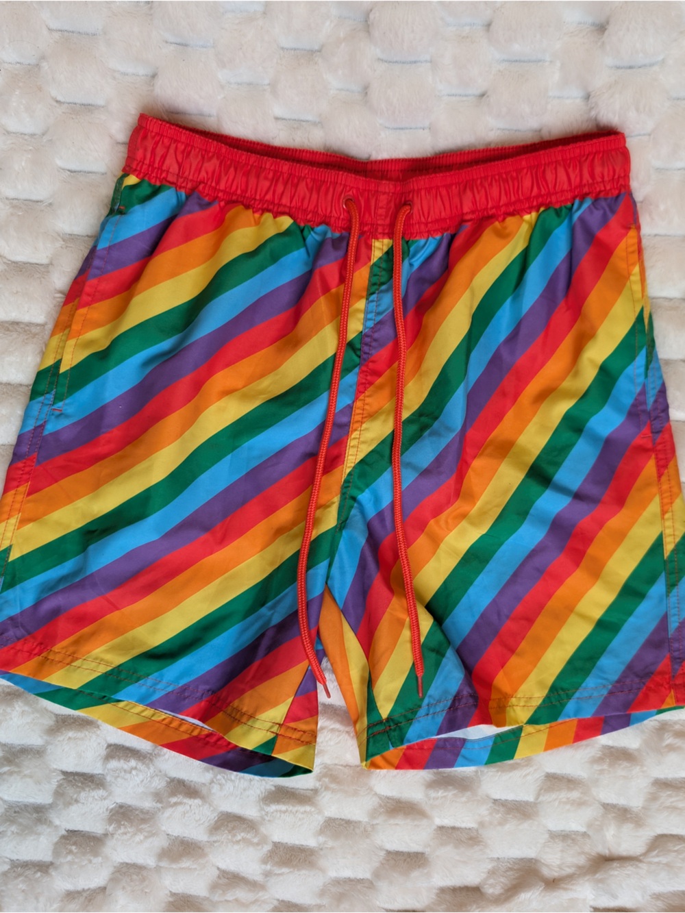 Pride Rainbow Diagonal Stripe Swim Trunks Shorts Size Small